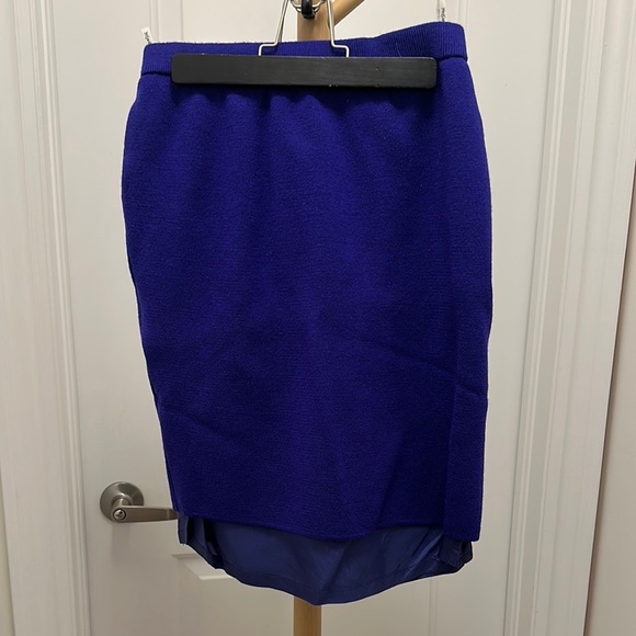 [WOMEN] YSL Authentic Blue Wool Pencil Skirt - Picture 3 of 5